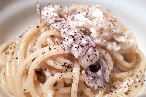 Gli Spaghetti Cappelli con le canocchie e il limone biologico Campisi, siamo a Siracusa