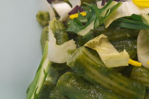 Erbe amare e pesto di spinaci per Marco Domenella